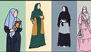 Hijab Cartoon Muslim Girls || Anime Muslimah Girls Most Beautiful Picture ❤️🖤 Hijabi Animated Girls