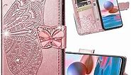 CCSmall Motorola Moto G Play 2021 Wallet Case,Kawaii 3D Butterfly Embossing Slim Flip PU Leather with Magnetic Closure Credit Card Slots Holder Phone Cover for Moto G Play 2021 Rhinestone Rose Gold