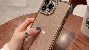 MINSCOSE Compatible with iPhone 12 Pro Case,Glitter Bling Diamond Sparkle Shiny Bumper and Camera Lens Design Clear Phone Cases for Women Girls-Gold