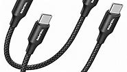 Short USB C to USB C Cable [1ft, 2-Pack], 60W Fast Charging Type C to Type C Cable Braided for Samsung Galaxy S23 S22 S21 S20 FE Note 20 Ultra A72 A73, Z Fold 4 3 Flip 4 3 5G, Pixel 7 6 Pro 6a 5 4 3