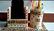 | BEST IDEA | DIY Pen stand & Mobile phone holder with Icecream sticks, | How to make | Best Idea.