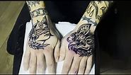Bat Traditional Tattoo on the hand - real speed tattooing - By Jorge Ramirez (part 2)