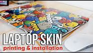 Laptop skin printing and application طباعة وتركيب غطاء الابتوب