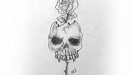 How to draw A skull with rose Pencil Drawing and s | YZArts | YZArts