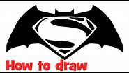 How to draw Batman v Superman Dawn of Justice logo step by step