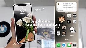 PHONE TRANSFORMATION 🤍 | transparent widgets tutorial, aesthetic setup & widgets, customise with me!