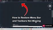 AutoCAD 2023 Tip & Trick EP.7 - How to Restore Menu Bar and Toolbars Not Missing