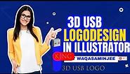 3D USB Logo Design In illustrator | USB Logo design in illustrator | 3d USB logo