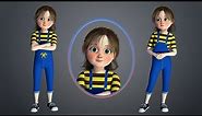 3D Cartoon Girl Rigged Stylish Character Model for Movies