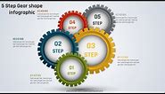 62.[PowerPoint] Create 5 Step Gear shape powerpoint infographic|PPT Design|Free Template