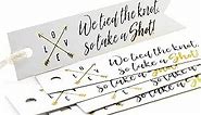Summer-Ray 50pcs Gold Foil Hot Stamping White Pennant Flag Tied The Knot Take a Shot Wedding Favor Gift Tags