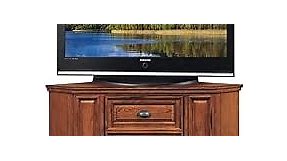 Leick Home 82232 Boulder Creek High Profile Corner Stand with Enclosed Storage For 50" TV's, Medium Oak, 20 L x 46 W x 36