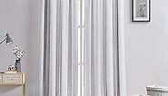 Central Park Sheer Black and White Stripe Farmhouse Curtains Boucle Linen Window Curtain Panel Pairs Yarn Dyed Woven 84 Inches Long for Living Room Bedroom 2 Pack Rod Pocket Rustic Living Panels