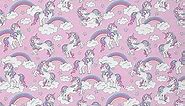 Girls Cute Unicorn Fabric by The Yard Magical Unicorn Upholstery Fabric for Chairs, Fairy Dreamy Horse Pink Decorative Waterproof Outdoor Fabric, 2 Yard