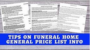 Information about Funeral Home General Price Lists from a Funeral Director