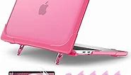 Batianda for New MacBook Pro 13 Case 2022 2020 Release (A2338 M1 M2/A2289/A2251), Heavy Duty Hard Shell with TPU Bumper Cover Kickstand Shockproof Function for MacBook Pro 13-inch Touch Bar, Rose