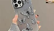 WPCase Compatible with iPhone 14 Pro Max Cute Butterfly Case, Luxury Butterflies Design for Girls and Women,Slim Hard Panel Protective Phone Case Shockproof Cover for iPhone 14 Pro Max-Black