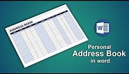 How to Create Personal address book Using Microsoft Word Document