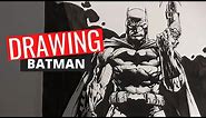Drawing of Batman with narration.