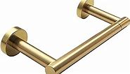 POKIM Brushed Brass Toilet Paper Holder, Bathroom Pivoting Tissue Holder Wall Mount with Template, SUS304 Double Post TP Mega Roll Holder Matte Gold Modern Finish