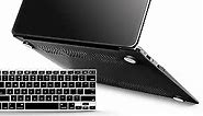 IBENZER Compatible with MacBook Air 11 Inch Case Model A1370 A1465, Soft Touch Plastic Hard Shell Case Bundle with Keyboard Cover for Mac Air 11, Black, A11BK+1 F