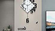 FLEBLE Large Wall Clocks for Living Room Decor Silent Pendulum Battery Operated Non-Ticking for Bedroom Kitchen Office Home Decorative Square White Wood wall Decor for School Indoor