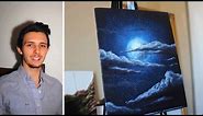 How to paint a Stars, a Moon, and Clouds in a night sky. A basic speed painting tutorial