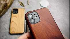 Carveit Magnetic Wood Case for iPhone 12 Pro Case [Natural Wood & Black Soft TPU] Shockproof Protective Cover Classy Wooden Case Compatible with magsafe (Mountains and Deer -Blackwood)