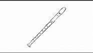 How to Draw a Recorder (Musical Instrument) | Drawing a Duct Flute