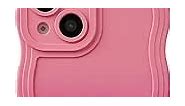 Caseative Gradient Solid Color Curly Wave Frame Soft Compatible with iPhone Case (Pink Red,iPhone 11 Pro Max)