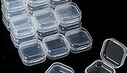 36 Pieces Rectangle Clear Plastic Containers Transparent Beads Storage Containers Box Jewelry Storage Box Case with Hinged Lid for Small Items Beads Jewelry (1.3 x 1.3 x 0.7 Inches)