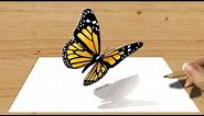 3D Colored Pencil Drawing of Butterfly - Speed Draw | Jasmina Susak 3D Art