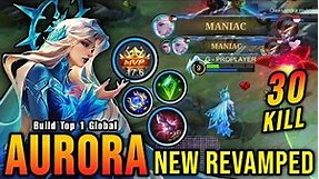 30 Kills + 2x MANIAC!! Aurora Revamp Best Build and Emblem!! - Build Top 1 Global Aurora ~ MLBB