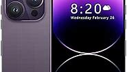 I14 Pro Max Unlocked Cell Phone,Long Battery Life 6.82" HD Screen Unlocked Phones,Android13 6+256GB Smartphone with 128G Memory Card,Dual SIM/Fingerprint Lock/Face ID/GPS (Black) (Purple)