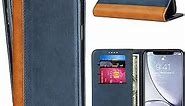 Ｈａｖａｙａ for iPhone XR Case Wallet iPhone XR Wallet case for Men with Card Holder Flip Folio Leather Cover with Credit Card Slots-Blue and Yellow