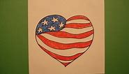 Let's Draw an American Flag Heart!