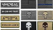 Bundle 18 Pieces American Flag Patch Thin Blue Line USA Flag United States Morale Military Patches Set for Caps,Bags,Backpacks,Tactical Vest,Military Uniforms
