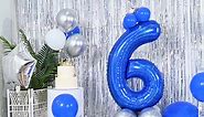 Number 6 Balloon 40 inch, Dark Blue Big Number Balloon, Giant Foil 6 Balloons Number, Helium 6th Birthday Balloons for Kids Boys Girls Birthday Party Decorations Wedding Anniversary Event Supplies