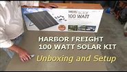 harbor freight 100 watt solar kit | UNBOXING and SETUP