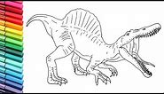 How to Draw Dinosaurs for Children - Drawing and coloring Spinosaur from Jurassic World