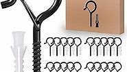 Credibby 20Pcs Q Hooks for Hanging with Safety Tubes, 2.2 Inches – Black Metal Ceiling Hooks for Indoor & Outdoor – Rust-Resistant & Windproof – Hanging Hooks for Kitchen Items, Plants, Lights etc