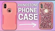 HOW TO MAKE A RHINESTONE PHONE CASE // DIY Bling iPhone Cover Scatter Method Easy Beginner Tutorial