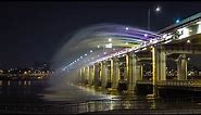 Banpo Bridge Moonlight Rainbow Water Fountain Show in Seoul, South Korea