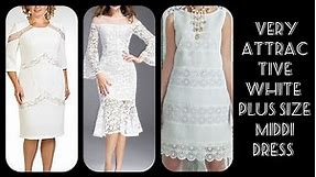 Top 30+ plus size very attractive white lace middi dress plus size party dresses for women