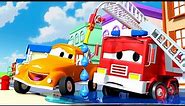 The Fire Truck can' turn off his water ! - Tom The Tow Truck in Car City | Cars construction cartoon