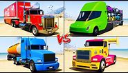 GTA 5 COLOR TRUCKS Comparison : Coca Cola vs Tesla vs Packer vs Race Semi Truck - Which is best?