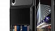 Vofolen for iPhone Xs Wallet Case iPhone X Cover Credit Card Holder 4-Card Slot Scratch Resistant Dual Layer Protective Bumper Rugged TPU Rubber Armor Hard Shell Cover for iPhone X XS 10 10S Black