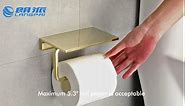 Toilet Paper Holder for Bathroom Solid Brass and Superior Hotel Style Tissue Roll Holder with Cell Phone Storage Gold Finish
