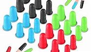 Finger Protectors, 24 Pcs 3 Sizes, Rubber Fingers Covers, Silicone Finger Protector Sleeve Tips Guard Fingertip Thumb Cots Pads for Hot Glue Gun/Sewing/Sorting Paper/Ironing - Black Red Blue Green
