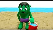 SUPERHERO BABY ON THE BEACH! Play Doh Stop Motion and Cartoons For Kids 💕 Superhero Babies